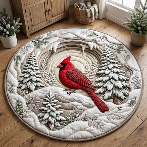 Winter Cardinal Quilted Round Mat GFTOPND1599