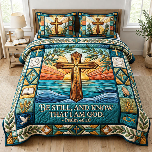 Be Still 3-Piece Quilted Bedding Set GFTOPND1637