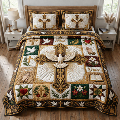 Holy Spirit Dove 3-Piece Quilted Bedding Set GFTOPND1638