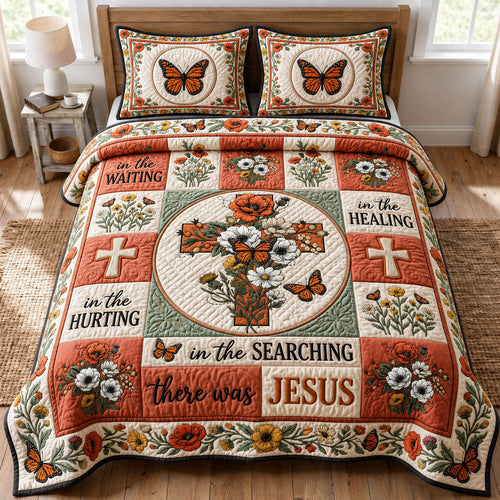 Floral Cross 3-Piece Quilted Bedding Set GFTOPND1639