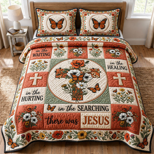 Floral Cross 3-Piece Quilted Bedding Set GFTOPND1639