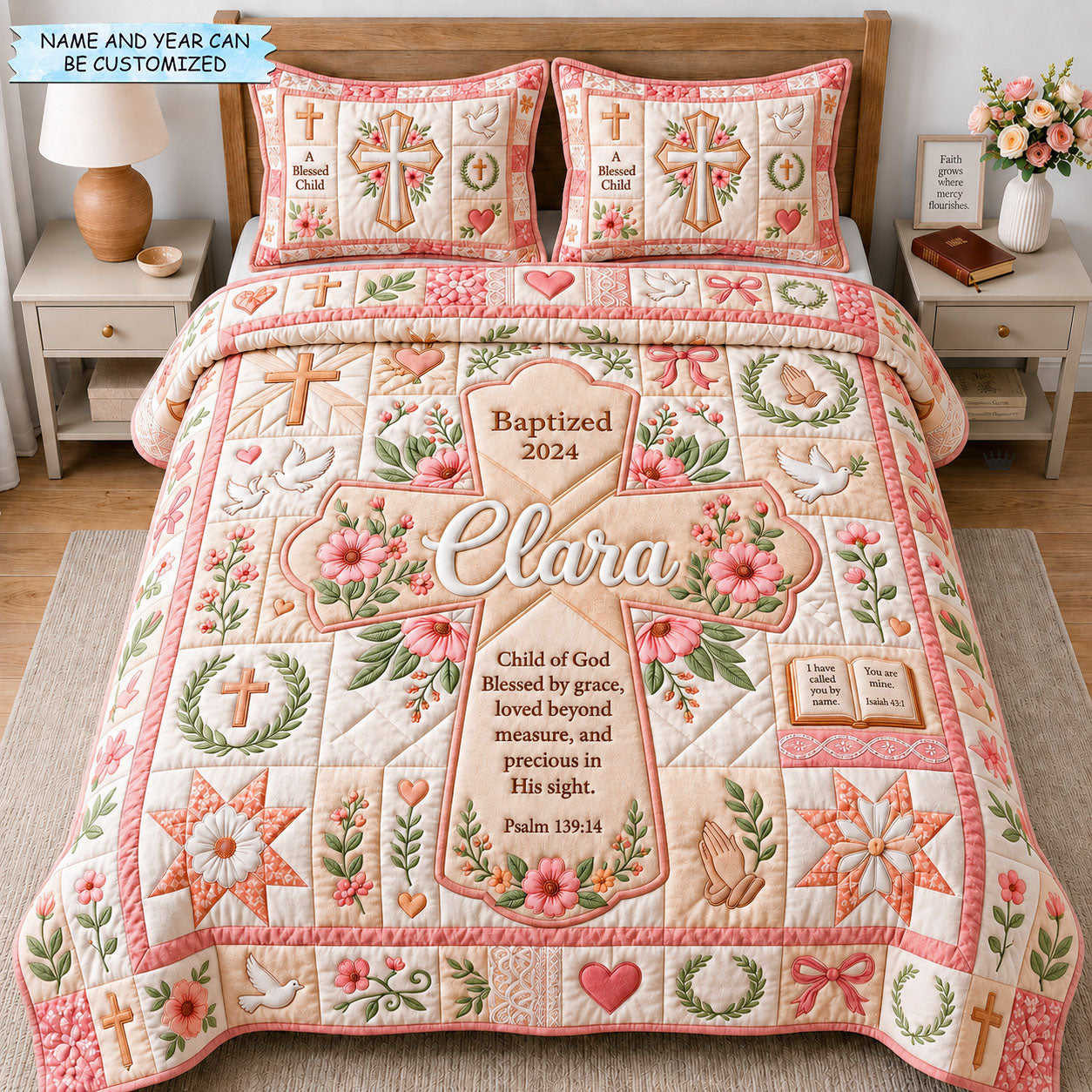 A Blessed Child 3-Piece Quilted Bedding Set QTCUZ GFTOPND1640