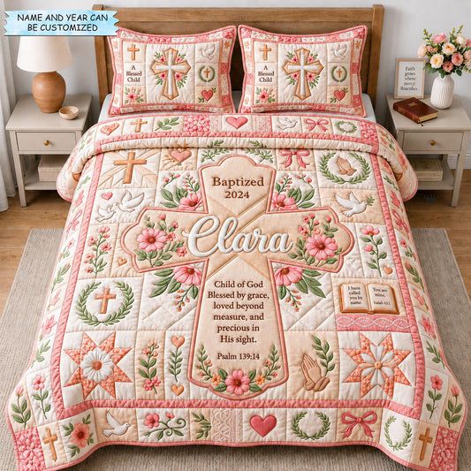 A Blessed Child 3-Piece Quilted Bedding Set QTCUZ GFTOPND1640