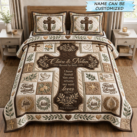 Wedding Cross 3-Piece Quilted Bedding Set QTCUZ GFTOPND1642