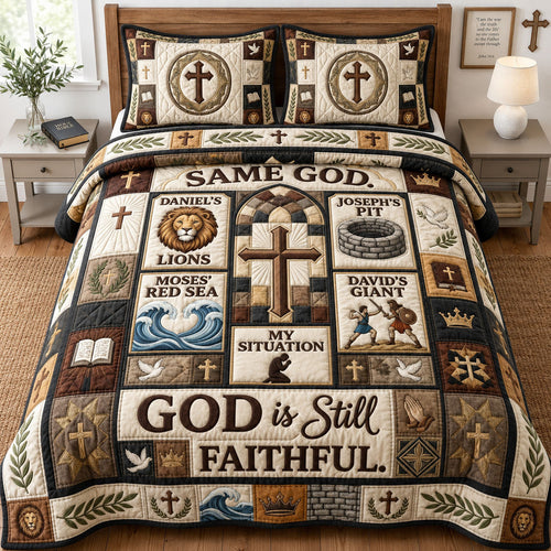God Is Still Faithful 3-Piece Quilted Bedding Set GFTOPND1643