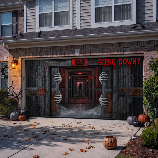 Going Down Garage Door Banner GFTOPND1659