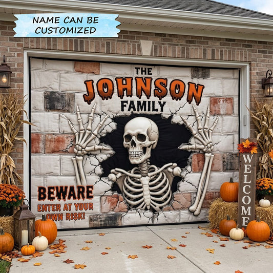 Beware Enter At Your Risk Garage Door Banner QTCUZ GFTOPND1662