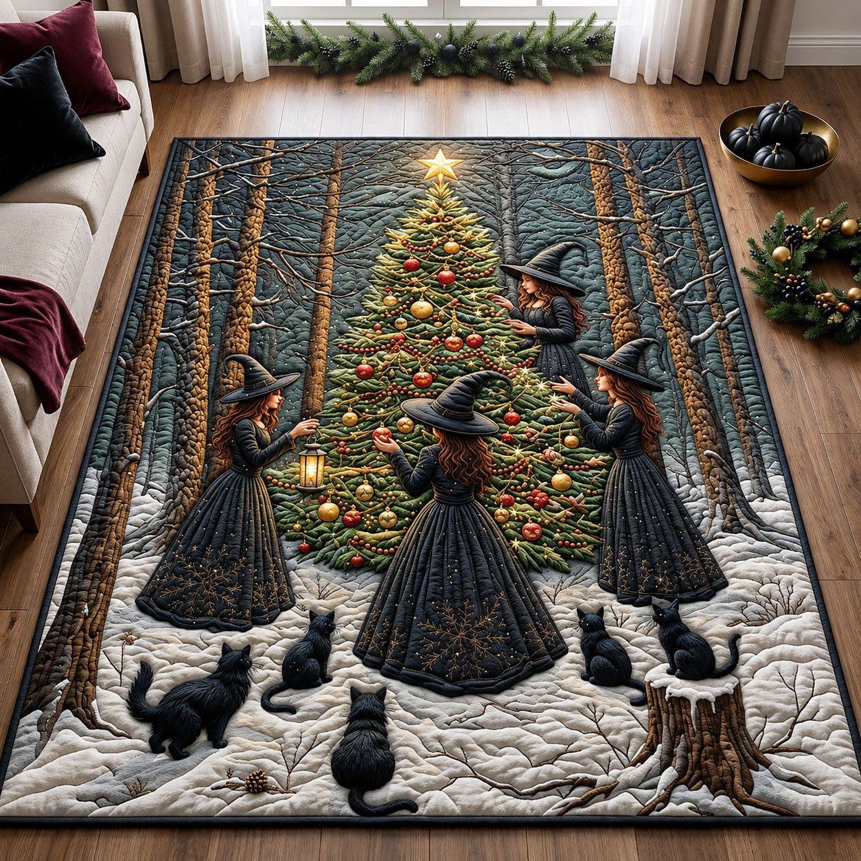 Witchy Christmas Tree Area Rug GFTOPND1669