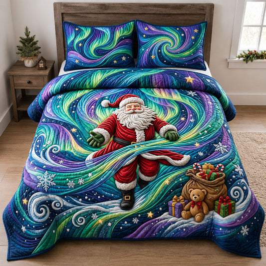 Santa Northern Lights 3-Piece Quilted Bedding Set GFTOPND1715