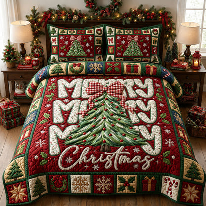 Merry Christmas 3-Piece Quilted Bedding Set GFTOPND1719