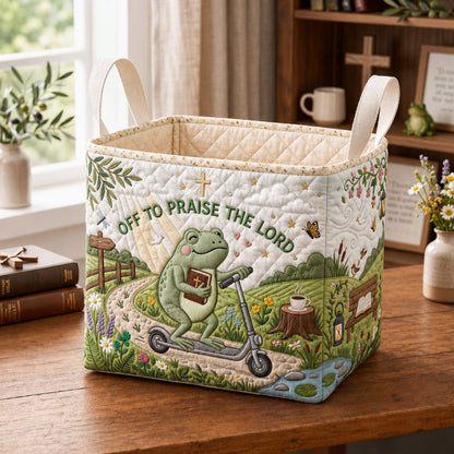 Off To Praise The Lord Quilted Storage Basket GFTOPND1753