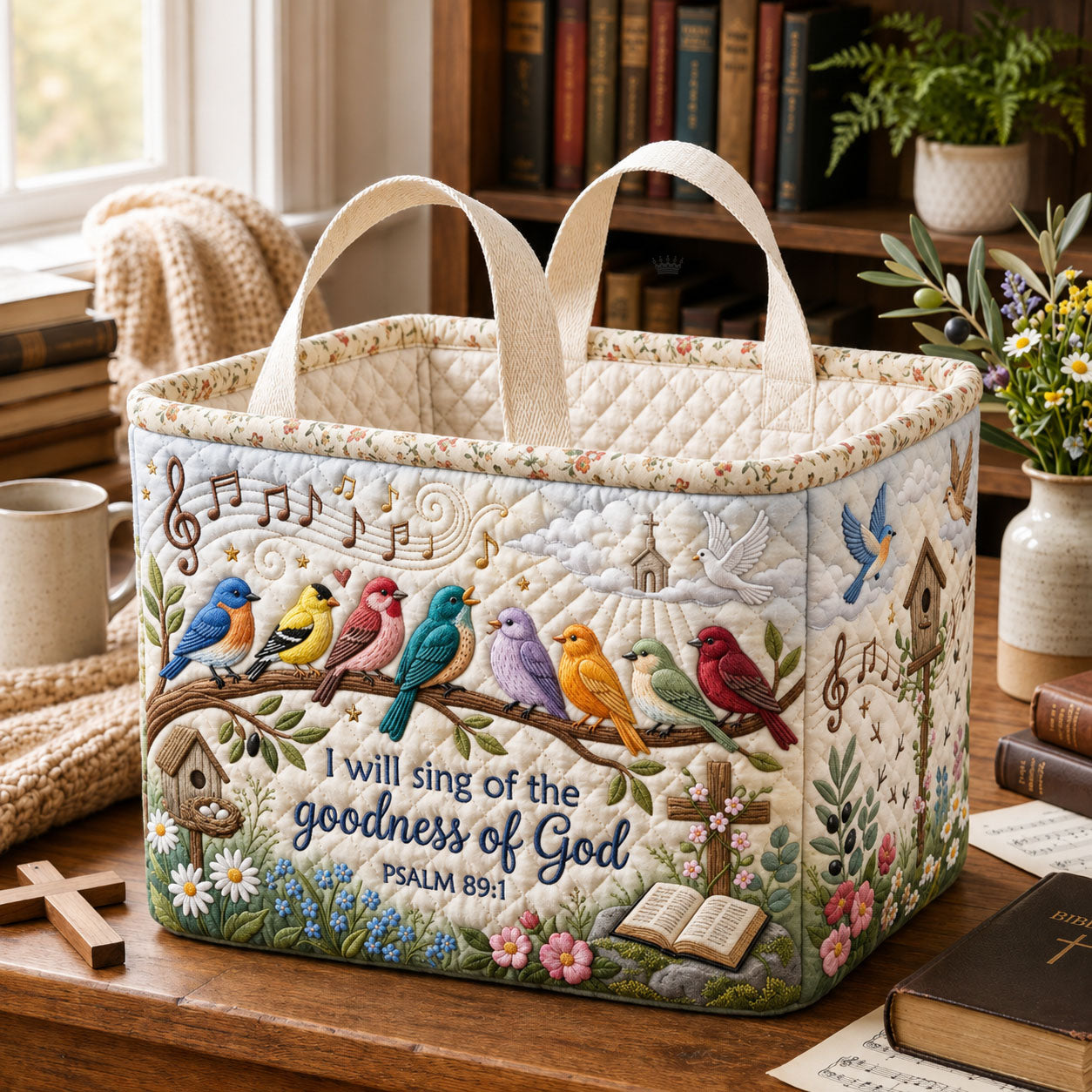 Goodness Of God Quilted Storage Basket GFTOPND1755