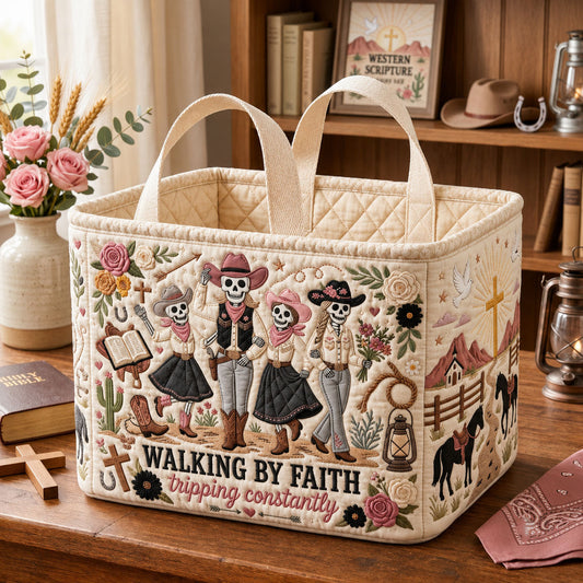 Walking By Faith Quilted Storage Basket GFTOPND1757