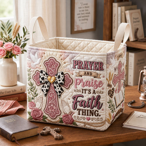 Prayer And Praise Quilted Storage Basket GFTOPND1758