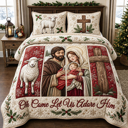 Let Us Adore Him 3-Piece Quilted Bedding Set GFTOPND1759