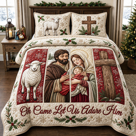 Let Us Adore Him 3-Piece Quilted Bedding Set GFTOPND1759
