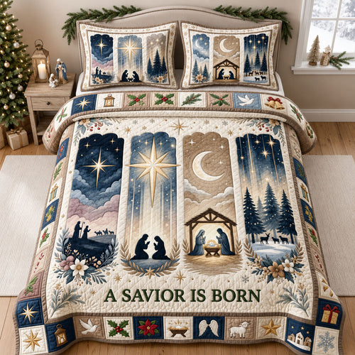 A Savior Is Born 3-Piece Quilted Bedding Set GFTOPND1761