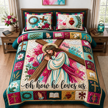 Jesus Loves Me 3-Piece Quilted Bedding Set GFTOPND1762