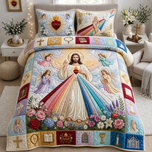 Sacred Heart Jesus 3-Piece Quilted Bedding Set GFTOPND1763