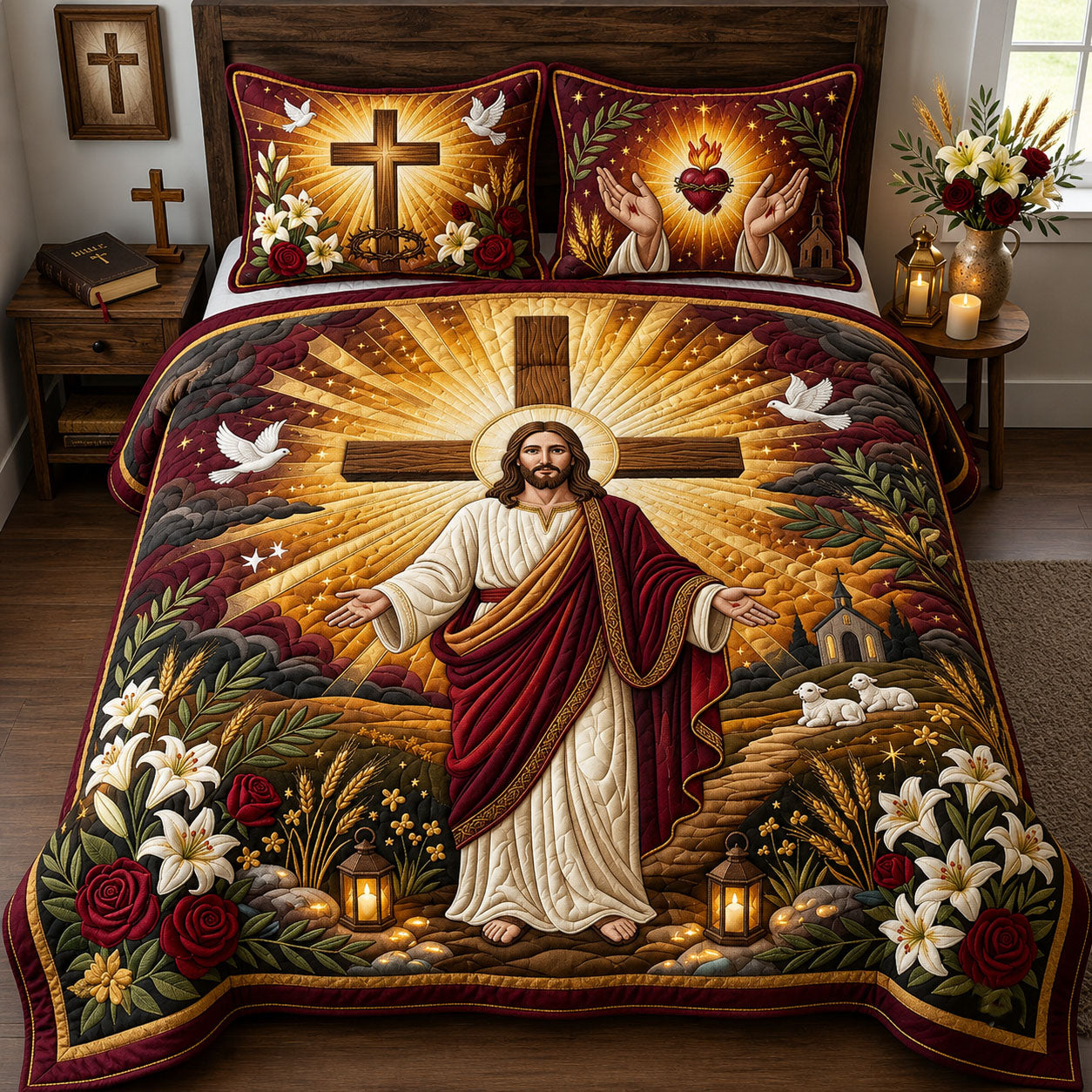 Jesus 3-Piece Quilted Bedding Set GFTOPND1765