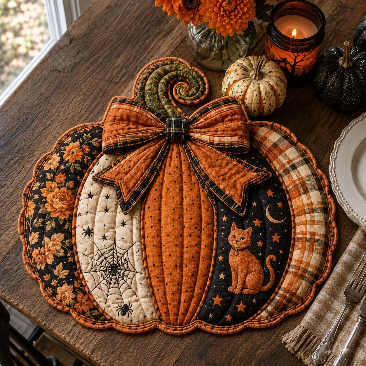 Fall Pumpkin Custom Shape Quilted Placemat GFTOPND1766