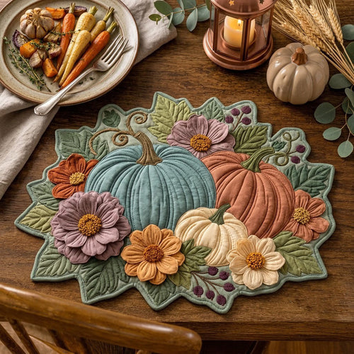 Floral Pumpkin Custom Shape Quilted Placemat GFTOPND1769