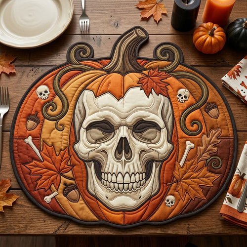 Skull Pumpkin Custom Shape Quilted Placemat GFTOPND1771