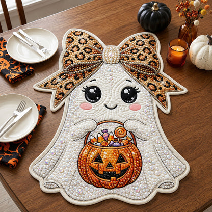 Rhinestone Ghost Custom Shape Quilted Placemat GFTOPND1773