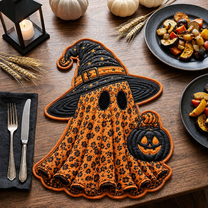 Coquette Leopard Ghost Custom Shape Quilted Placemat GFTOPND1774