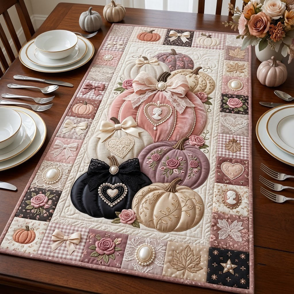 Pumpkin Coquette Quilted Table Runner GFTOPND1781