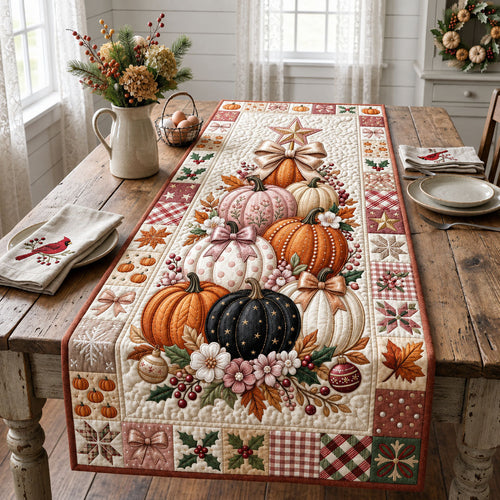 Glam Pumpkin Christmas Tree Quilted Table Runner GFTOPND1782