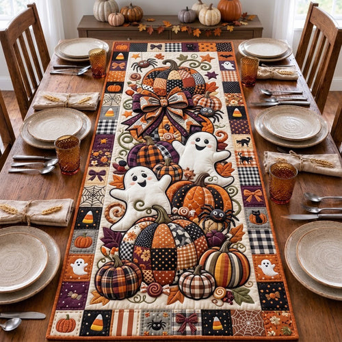 Halloween Pumpkin Ghost Quilted Table Runner GFTOPND1784