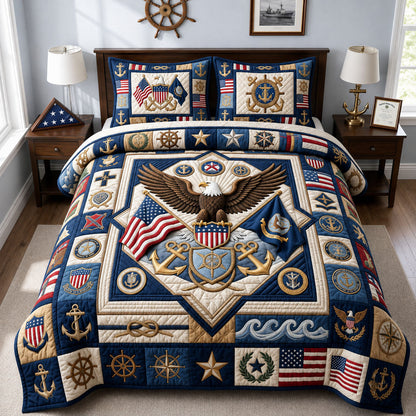 Proud Navy Veteran 3-Piece Quilted Bedding Set GFTOPND1836