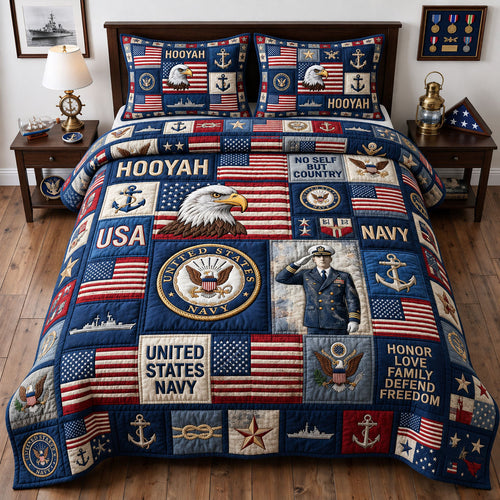 Proud Navy Veteran 3-Piece Quilted Bedding Set GFTOPND1838