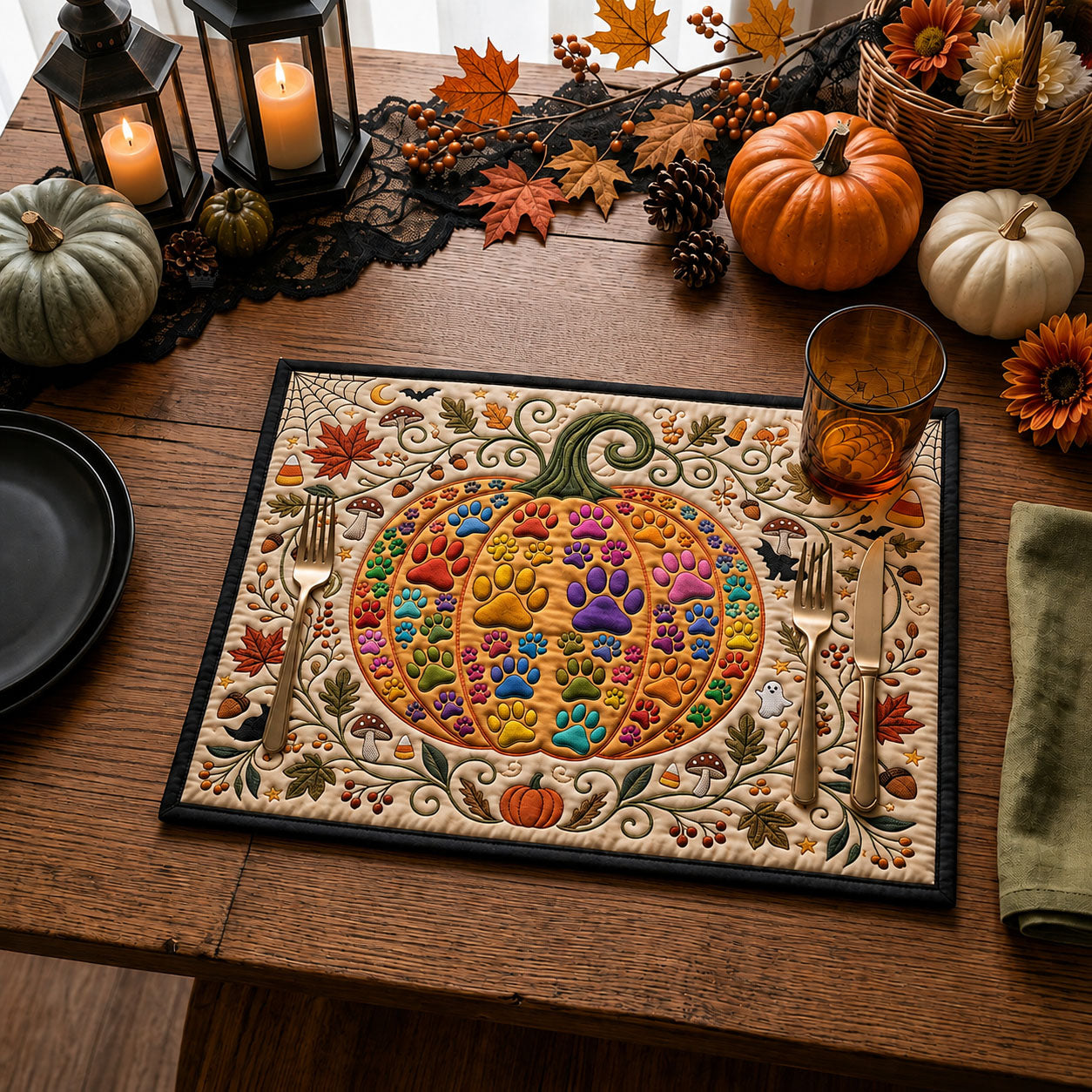 Pumpkin Paws Quilted Placemat GFTOPND1847
