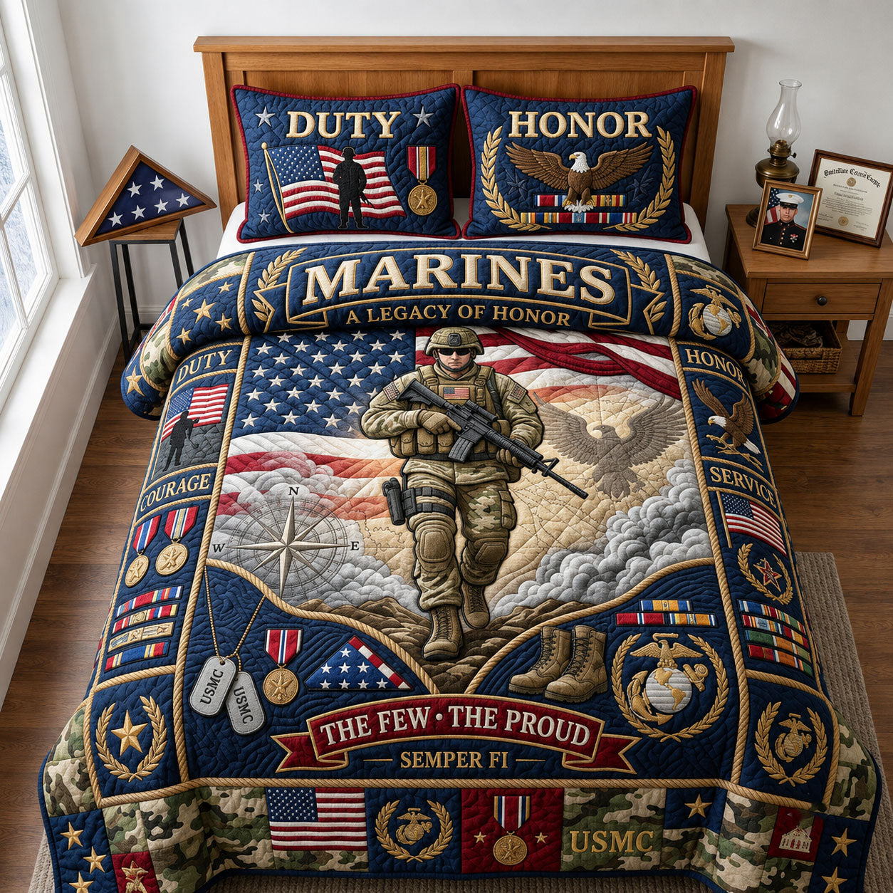 The Few The Proud 3-Piece Quilted Bedding Set GFTOPND1871