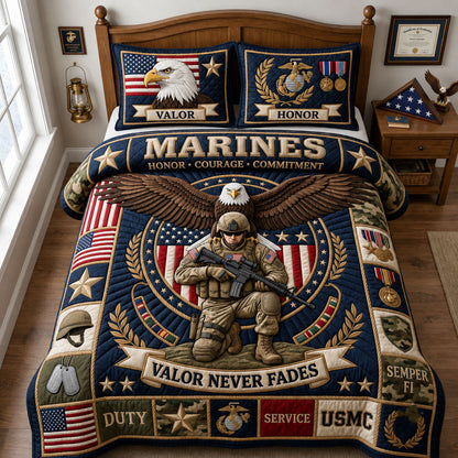 Valor Never Fades 3-Piece Quilted Bedding Set GFTOPND1872