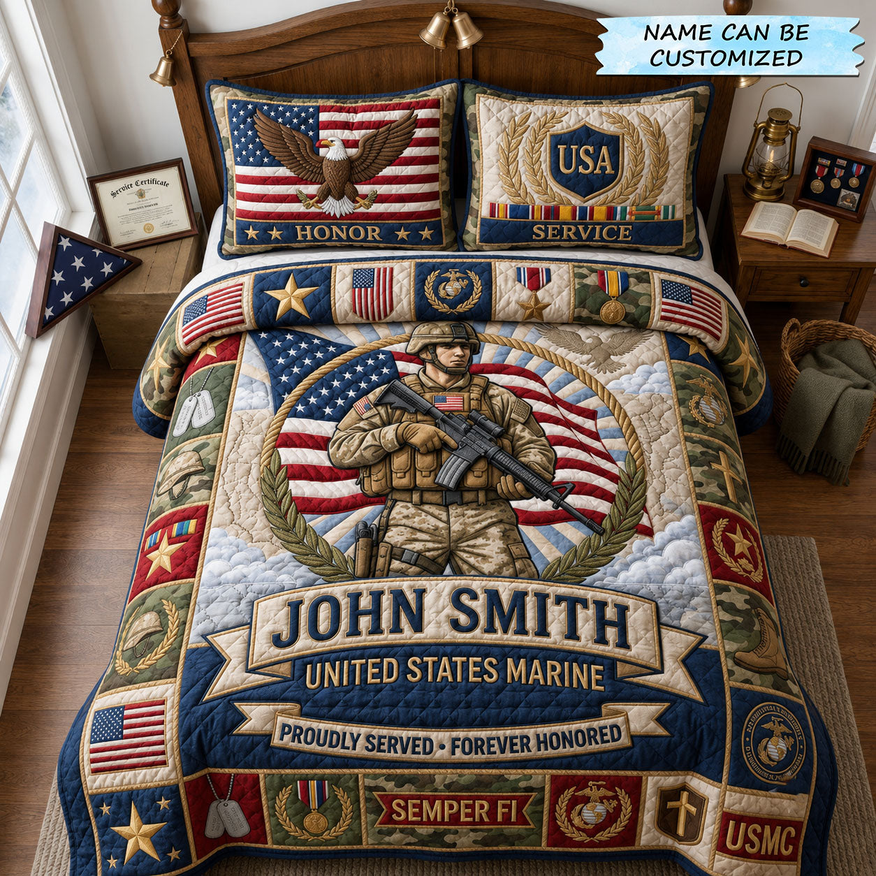 Forever Honored 3-Piece Quilted Bedding Set QTCUZ GFTOPND1873