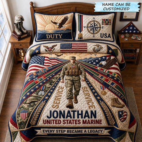 Proud USMC 3-Piece Quilted Bedding Set QTCUZ GFTOPND1874