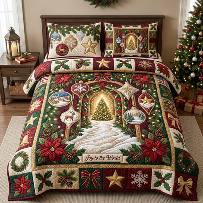 Joy To The World 3-Piece Quilted Bedding Set GFTOPND1882