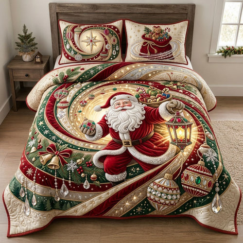 Jeweled Santa Votex 3-Piece Quilted Bedding Set GFTOPND1886