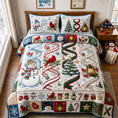 Snow Twinkle Spiral 3-Piece Quilted Bedding Set GFTOPND1887