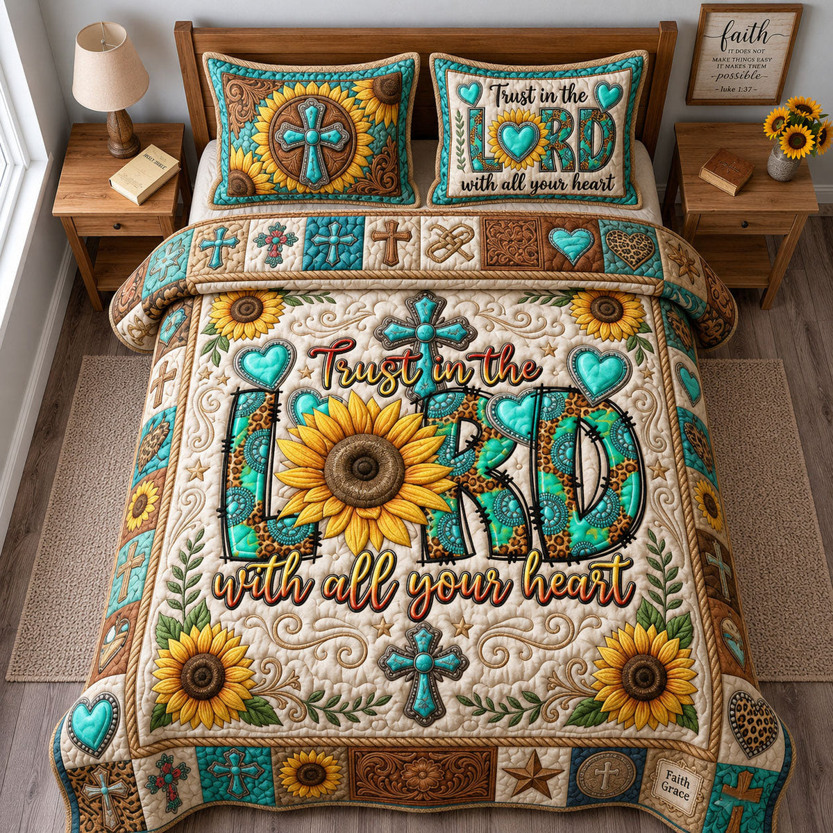 Trust In The Lord 3-Piece Quilted Bedding Set GFTOPND1931