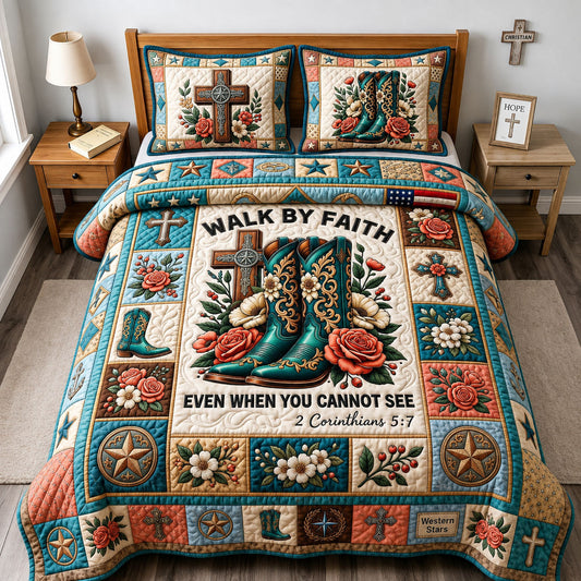 Walk By Faith 3-Piece Quilted Bedding Set GFTOPND1934