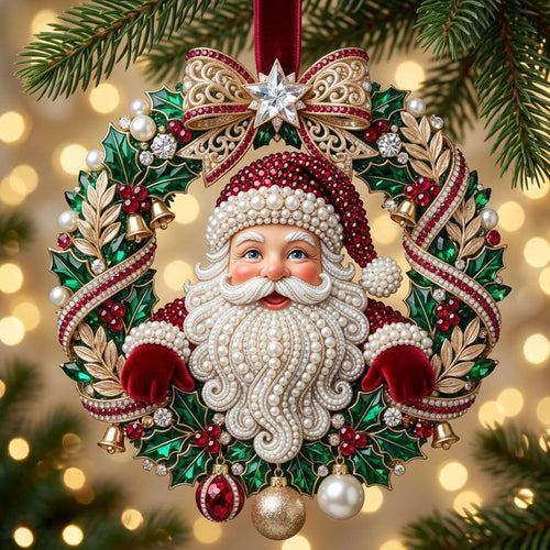 Sparkly Jeweled Santa Claus Christmas Mica Ornament GFTOPND1938