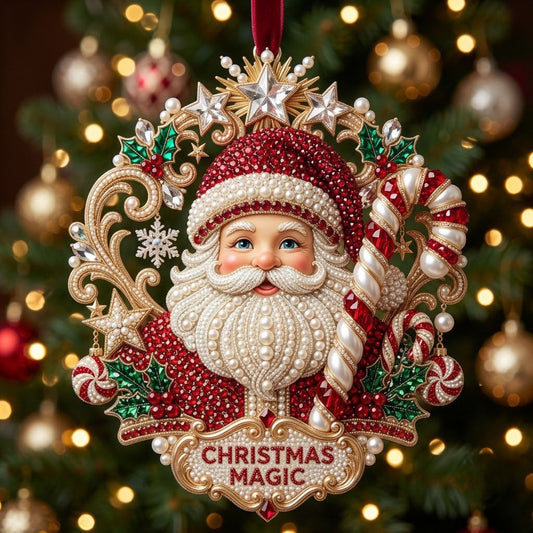 Sparkly Jeweled Santa Claus Christmas Mica Ornament GFTOPND1944