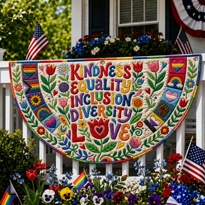 Kindness Equality Inclusion Diversity Love Quilted Fan Flag GFTOPND194