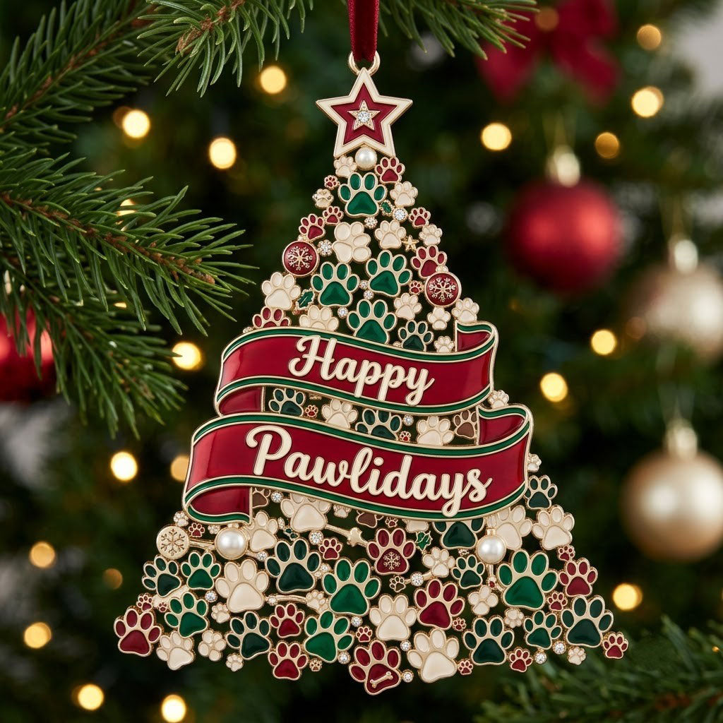 Happy Pawlidays Christmas Mica Ornament GFTOPND1963