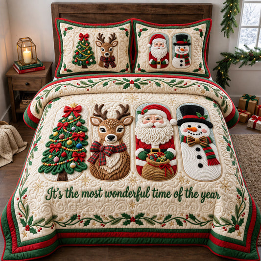 Most Wonderful Time 3-Piece Quilted Bedding Set GFTOPND1977