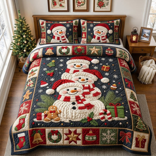 Snowman 3-Piece Quilted Bedding Set GFTOPND1978